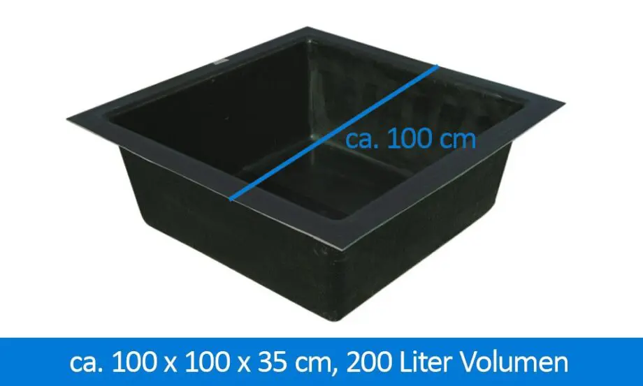 GFK-Teichbecken Wasserbecken quadratisch 100 x 100 x 35 cm 200 Liter
