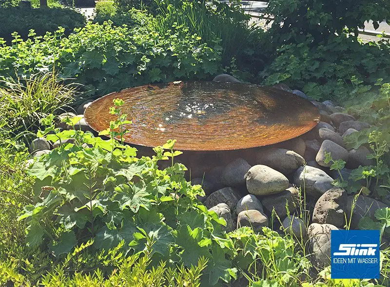 Cortenstahl-Wasserschale Cortenbrunnen Cortenschale Wasserschale mit Sprudler Fontäne Zen-Gartenbrunnen aus Cortenstahl