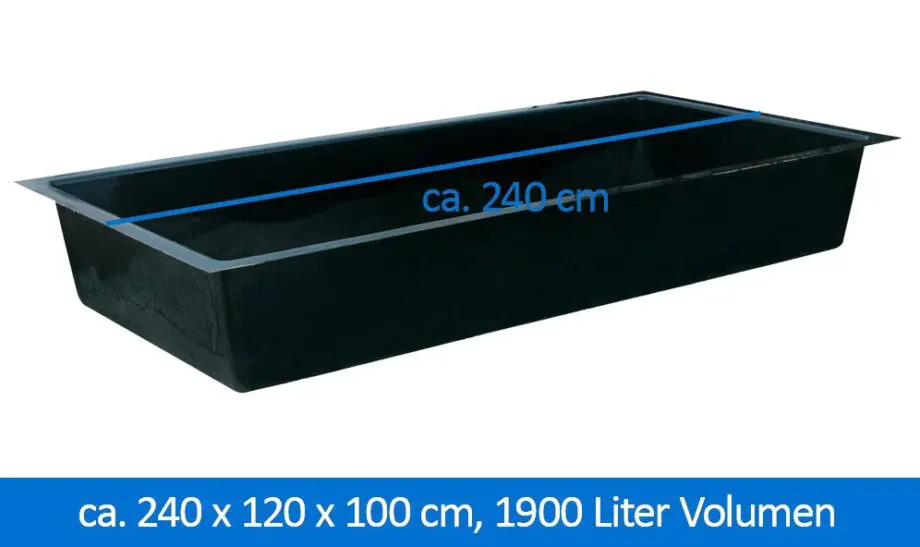 Rechteckiges GFK-Wasserbecken mit 1 Meter Tiefe