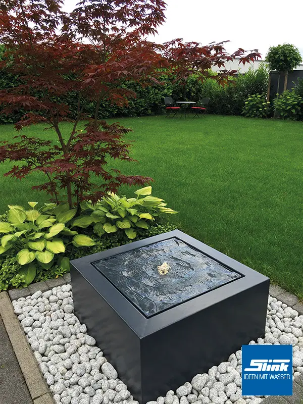 Ausstellungsobjekt: Springbrunnen Alu-Wassertisch Kubus 80 RAL 9003