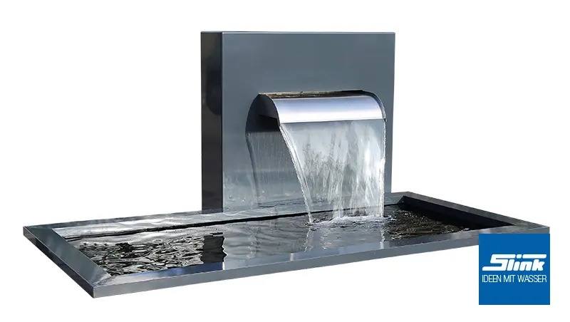 Ausstellungsstück: Wasserfall-Stele Ella weiß mit 200/100 Wasserbecken