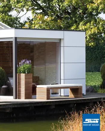 Bank und Pflankübel Naturteak Gartenbank Design Garten Blumentopf Holz