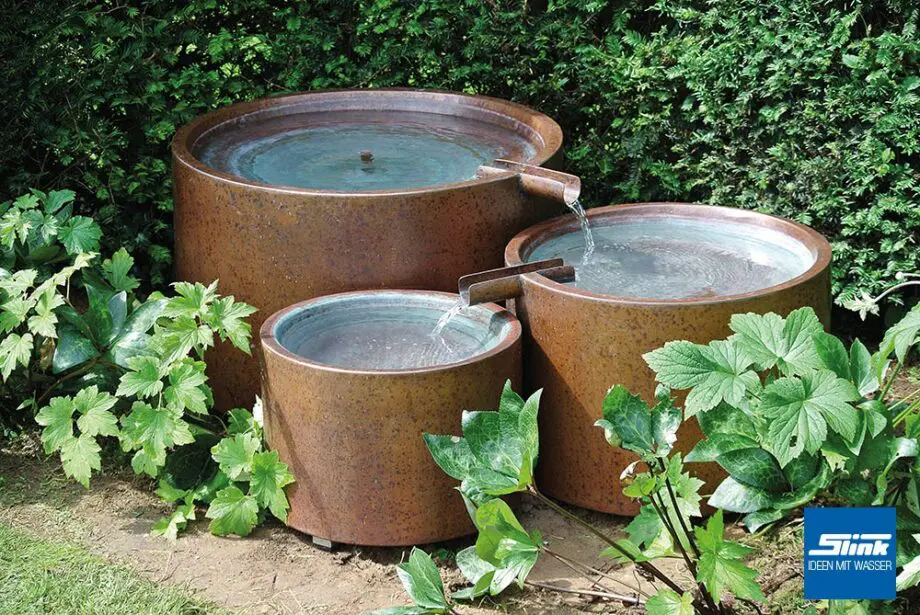 Kupferbrunnen Gartenbrunnen aus Kupfer für die Terrasse oder den Balkon, Moderner Brunnen aus Kupfer