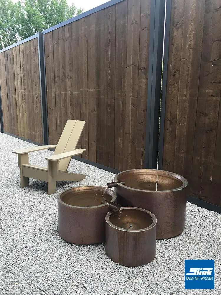 Kupferbrunnen Gartenbrunnen aus Kupfer für die Terrasse oder den Balkon, Moderner Brunnen aus Kupfer