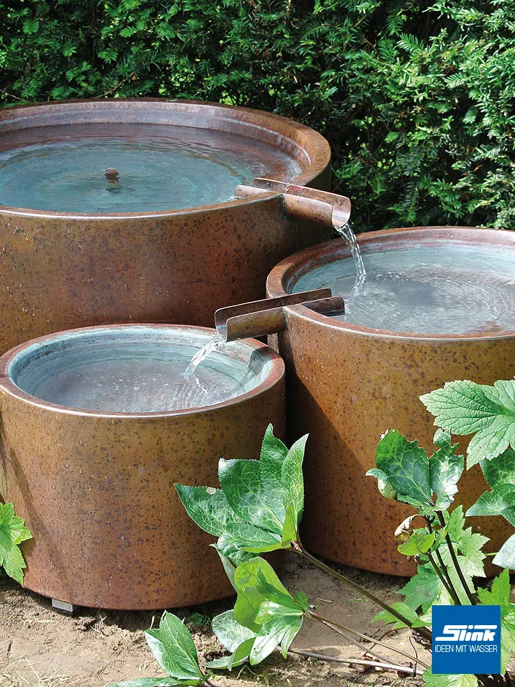 Kupferbrunnen Gartenbrunnen aus Kupfer für die Terrasse oder den Balkon, Moderner Brunnen aus Kupfer