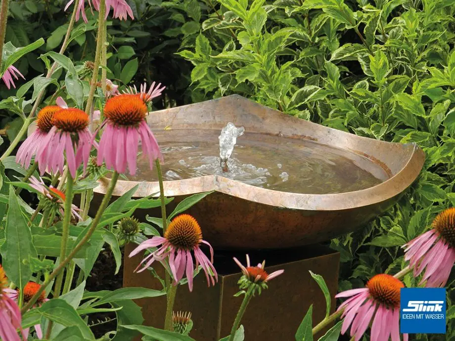 Kupfer-Gartenbrunnen, Terrassenbrunnen aus Kupfer, Deko für Terrasse, Wasser im Garten, Wasserspiel Terrasse Haus