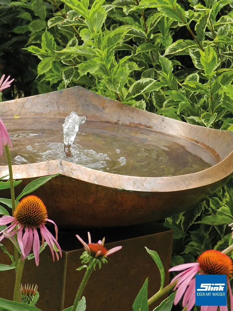 Kupfer-Gartenbrunnen, Terrassenbrunnen aus Kupfer, Deko für Terrasse, Wasser im Garten, Wasserspiel Terrasse Haus