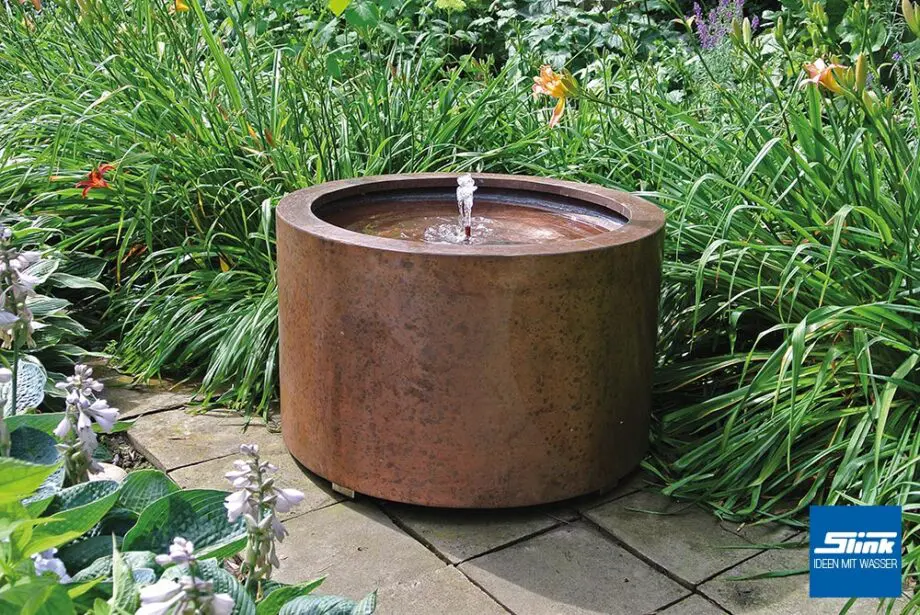 Gartenbrunnen / Terrassenbrunnen Kupfer-Rundtisch Le Mans