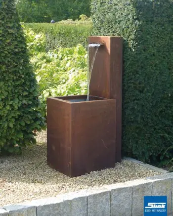 Cortenbrunnen, Gartenbrunnen Edelrost, Cortenstahl-Springbrunnen, Wasserfall modern Garten, Standbrunnen Cortenstahl, Wandbrunnen Cortenstahl