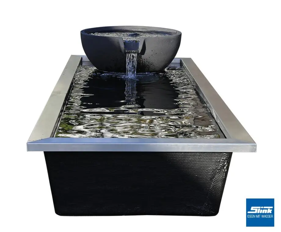 architektonisches Teichbecken, Wasserfall Wasserbecken, Gartenwasserfall, Reflecting Pool, Springbrunnen-System, modernes Design im Garten, Deko