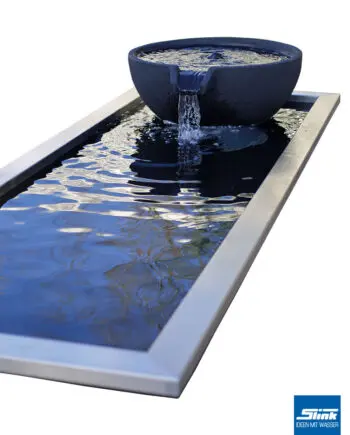 architektonisches Teichbecken, Wasserfall Wasserbecken, Gartenwasserfall, Reflecting Pool, Springbrunnen-System, modernes Design im Garten, Deko