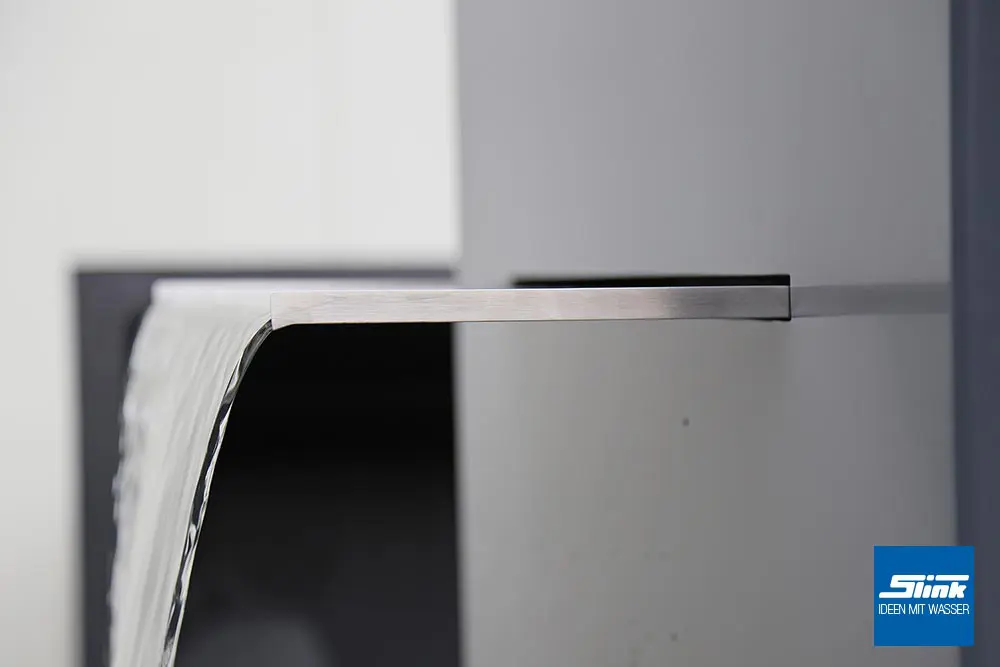 Wasscherschütte Edelstahl, Wasserfall DIY, Wasser im Garten, Garten-Wasserfall, Mauer Wasserfall, selber bauen