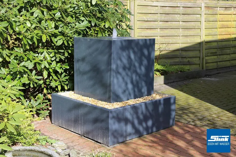 Hochteich, Gartenbrunnen Aluminium, Terrassenbrunnen Alu, Designer-Brunnen, Ideen mit Wasser, Gartenbrunnen kaufen, bestellen, Wasserquell mit Hochbecken, Metall Springbrunnen, modernes Design