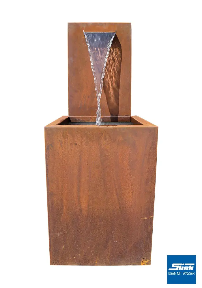 Cortenstahl-Wasserfall, Kortenstahl, Gartenbrunnen, Gartenwasserfall, Springbrunnen, Wandbrunnen, Standbrunnen Terrasse