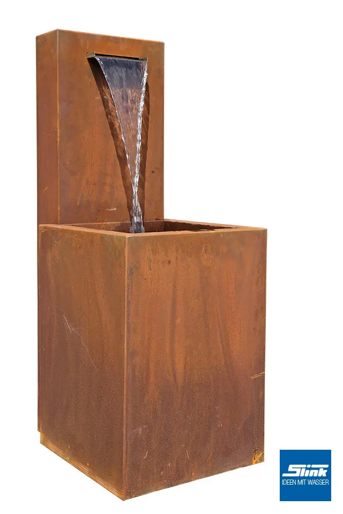 Cortenstahl-Wasserfall, Kortenstahl, Gartenbrunnen, Gartenwasserfall, Springbrunnen, Wandbrunnen, Standbrunnen Terrasse