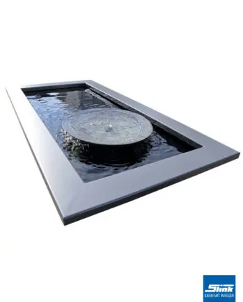 Gartenbrunnen Wasserschale grau architektonisches GFK-Becken lang, Idee Garten, Wasser, Teich