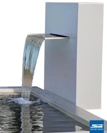 Gartenbrunnen Wasserfall, Designbrunnen., Wasserbecken GFK, rechteckiges Gartenbecken, Teichbecken formal