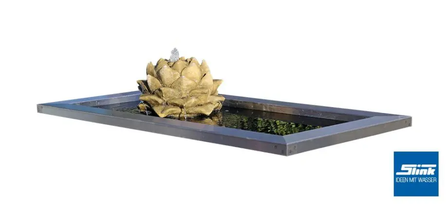 Gartenbrunnen, Springbrunnen, Blüte, Idee Garten, Wasser Garten, Brunnen Design, Gestaltung mit Wasser