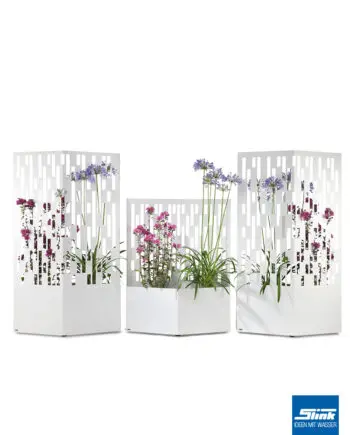 Sichtschitz modern. Sichtschutz Design, Garten-Sichtschutz Idee, Pflanzkübel, Rankhilfre modern