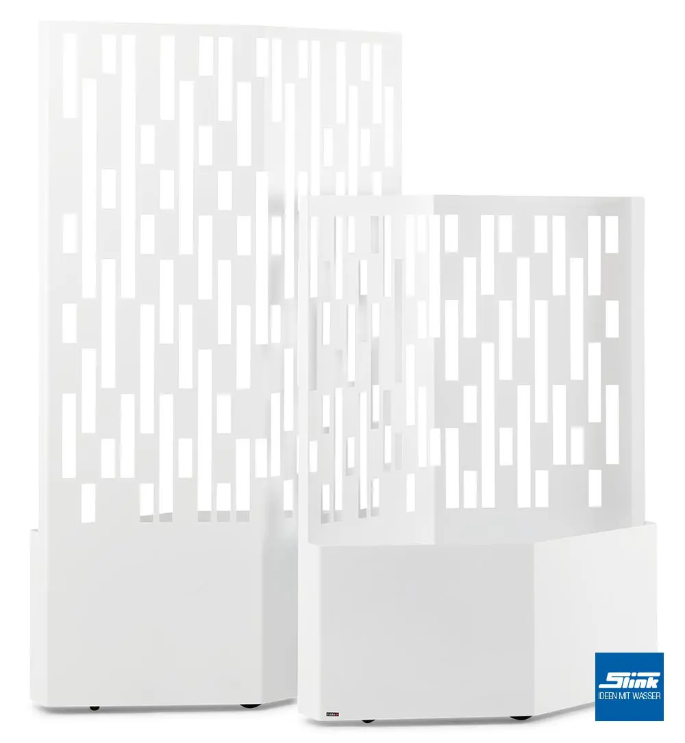 Sichtschitz modern. Sichtschutz Design, Garten-Sichtschutz Idee, Pflanzkübel, Rankhilfre modern