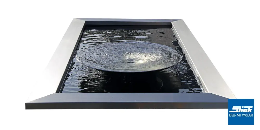 GFK-Teichbecken, Wasserbecken, formales Becken, Gartengestaltung, architektonisch, Wasserscahle Edelstahl, Edelstahlschale, Garten, Terrasse