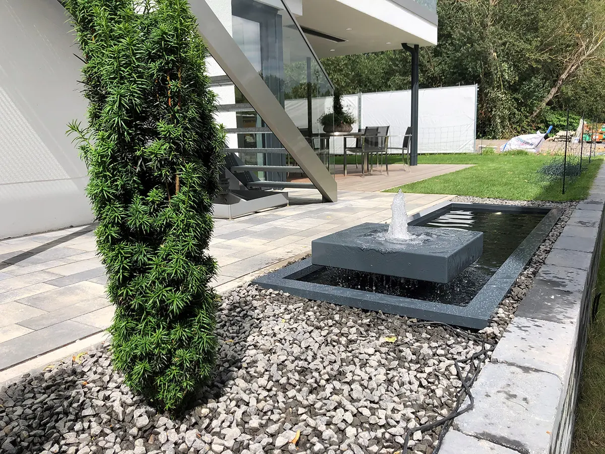 Alubrunnen; Gartendesign, architektur, Terrassengestaltung, Wasser, Garten, modern