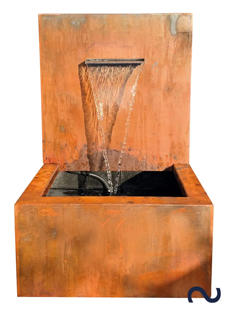 Slink Cortenstahl WasserfallWandbrunnen Gartendesign