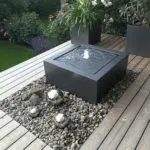 Wassertisch, Alubrunnen, Designerbrunnen, Zierbrunnen, Balkon-Brunnen, Terrassen-Brunnen, Metall, Dachterrasse
