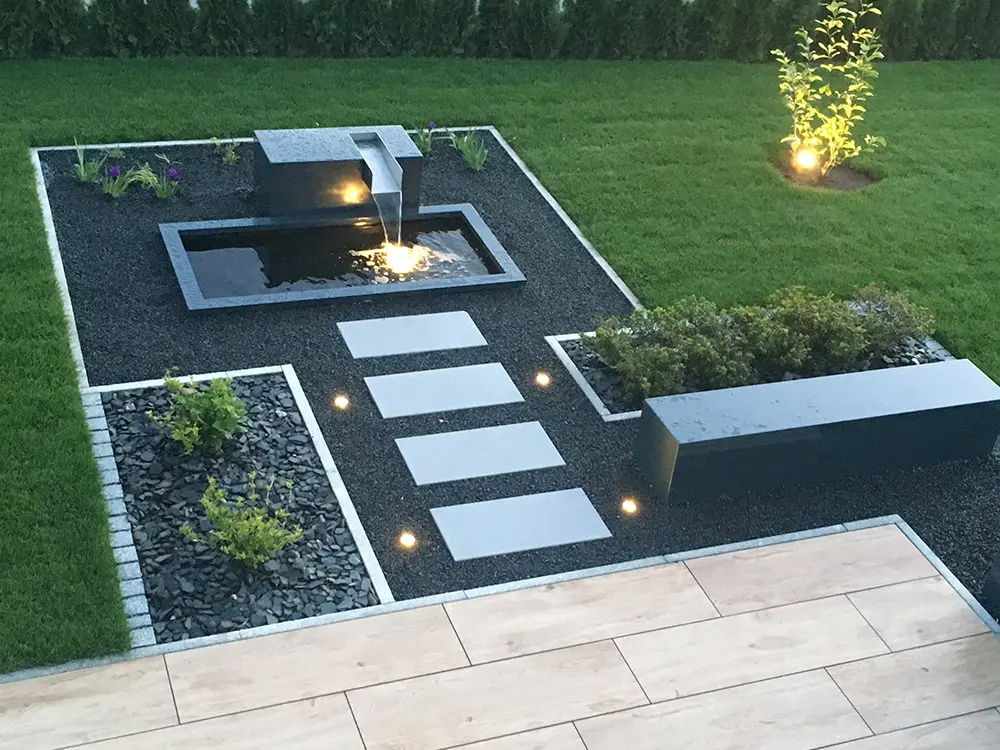 Garten-Wasserfall Aluminium-Kubus Kjaer