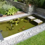 Teichbecken rechteckig, eckiges Wasserbecken, Garten Becken GFK, Fontäne, Springbrunnen