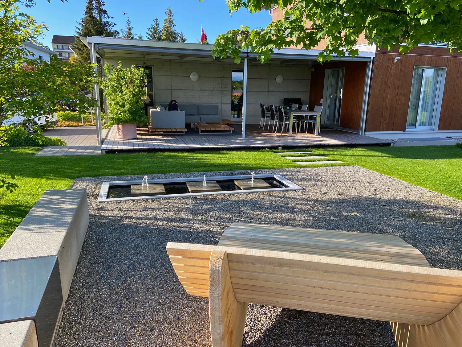 GFK-Rechteckbecken Wasserbecken Teichbecken Steinplatten Gartenbrunnen