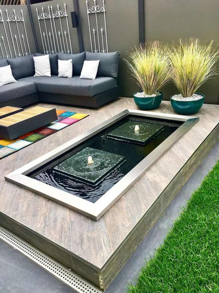Terrassenbrunnen Gartenbrunnen Wasserbecken rechteckig GFK Gartendesign