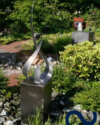 Gartenbrunnen, Edelstahlbrunnen, Luxus, Elegant, beleuchtet, Springbrunnen, modern, Architekt, Zierbrunnen