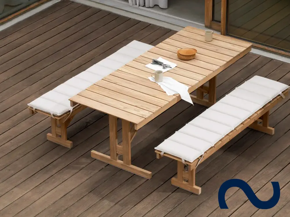 Børge Mogensen, BM1771, BM1871, Teakholz, Gartentisch, Gartenbank, Carl Hansen & Søn Teak, Danish Design, Designklassiker, Gartenmöbel, Designmöbel