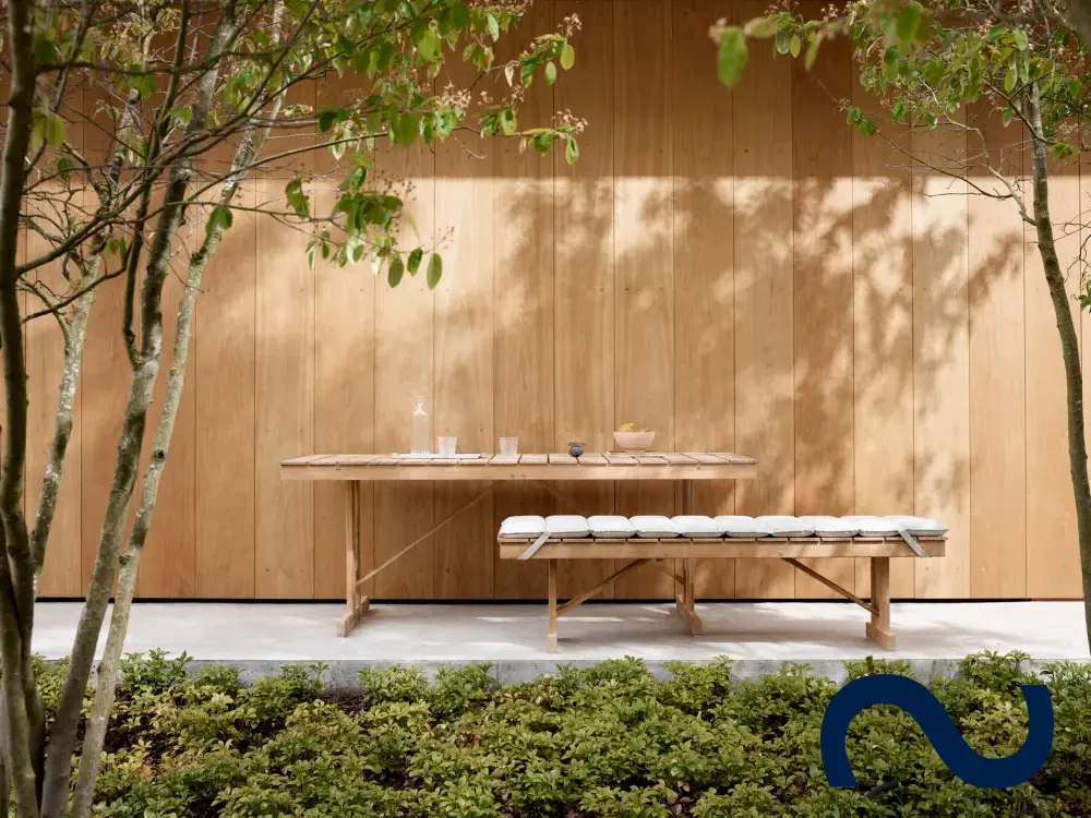Børge Mogensen, BM1771, BM1871, Teakholz, Gartentisch, Gartenbank, Carl Hansen & Søn Teak, Danish Design, Designklassiker, Gartenmöbel, Designmöbel