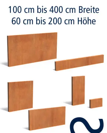 Cortenstahl-Sichtschutz Sichtschutzwand Sichtschutzelement Corten Edelrost, modern