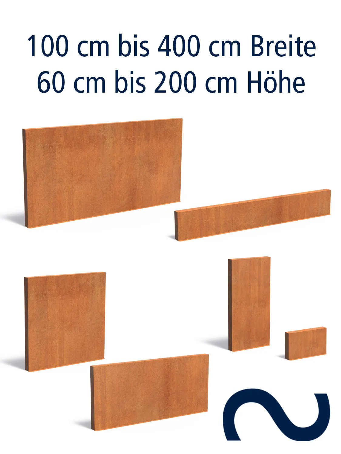 Cortenstahl-Sichtschutz Sichtschutzwand Sichtschutzelement Corten Edelrost, modern