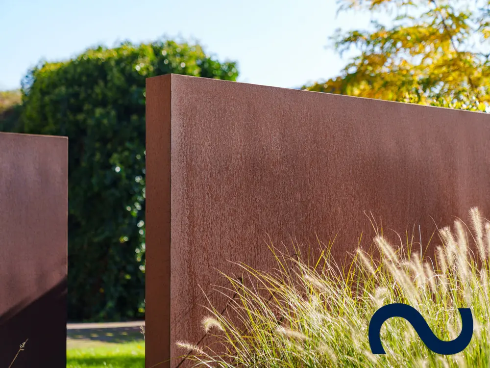 Cortenstahl-Sichtschutz Sichtschutzwand Sichtschutzelement Corten Edelrost, modern