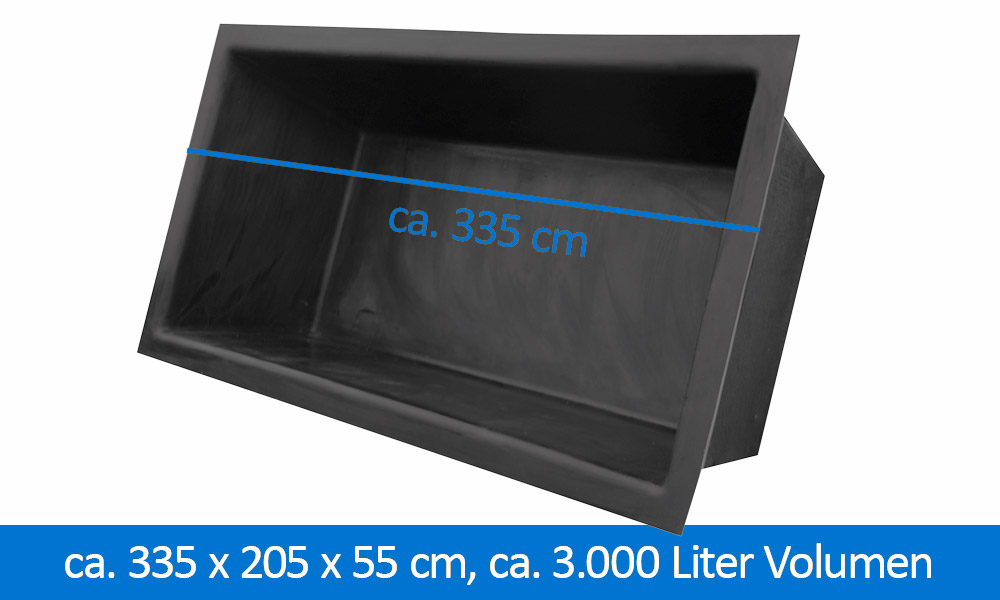 GFK-Teichbecken Wasserbecken rechteckig 335 x 205 x 55 cm 3100 Liter ... GFK-Teichbecken Wasserbecken rechteckig 335 x 205 x 55 cm 3100 Liter ...