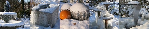 Brunnen und Wasserspiele im Winter