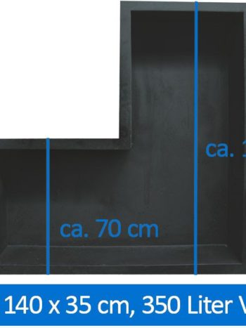 Winkelbecken Eckbecken Wasserbecken Teichbecken L-förmig GFK-Becken 140 cm lang