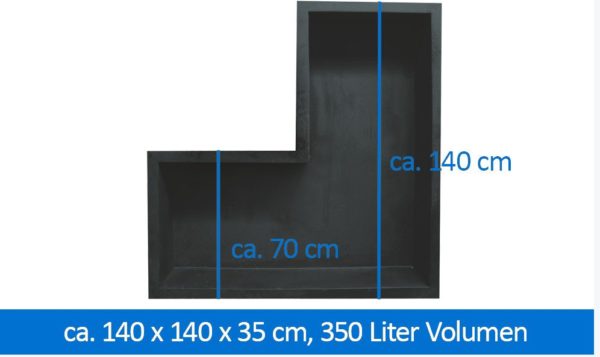 Winkelbecken Eckbecken Wasserbecken Teichbecken L-förmig GFK-Becken 140 cm lang