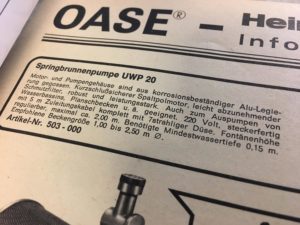 Slink Gartenbrunnen-Pumpe OASE UWP-20 von 1975