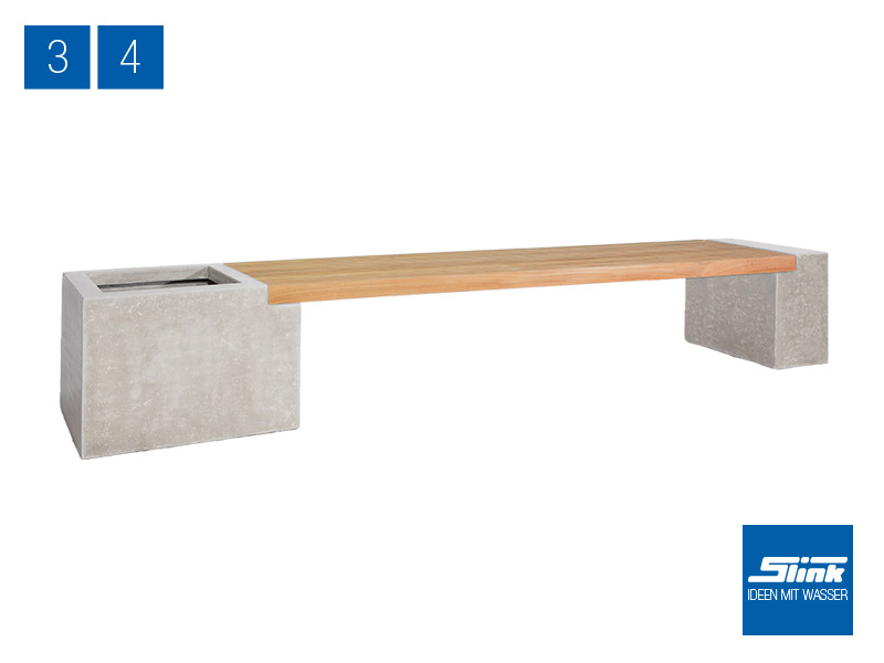 Variante 8 Modulbank Betonoptik 2 X Beton Teak Bank Lang 1 X