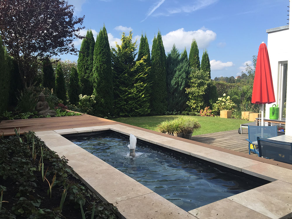 Architektonisches Wasserbecken Mit Steinumrandung Und Wasserfontane Slink Ideen Mit Wasser
