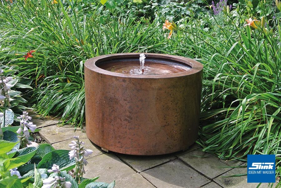 Gartenbrunnen / Terrassenbrunnen Kupfer-Rundtisch Le Mans - Slink