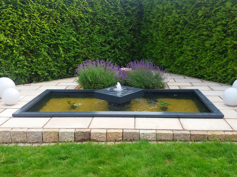 Wasserobjekt Formales Becken mit Alumento 60 Gartenbrunnen