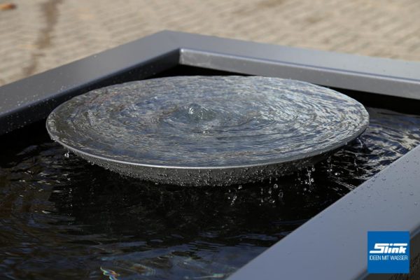 Gartenbrunnen Wasserschale grau architektonisches GFK-Becken lang, Idee Garten, Wasser, Teich