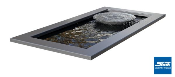 Gartenbrunnen Wasserschale grau architektonisches GFK-Becken lang, Idee Garten, Wasser, Teich