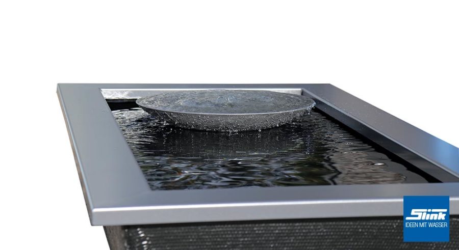 Gartenbrunnen Wasserschale grau architektonisches GFK-Becken lang, Idee Garten, Wasser, Teich